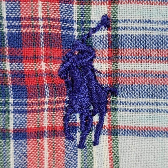 Polo Ralph Lauren Oxford Men's L Red Plaid SS Button Down Shirt Twill Blake - Picture 5 of 10